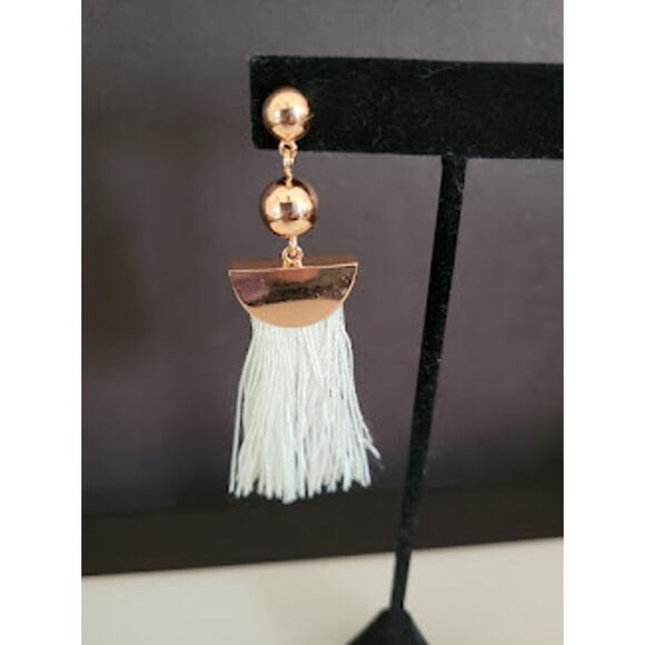 J. Crew Rose Gold Earrings with White‎ Fringe - Picture 2 of 4